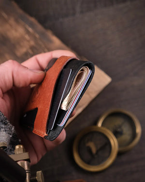 El yapımı pueblo deri kartlık tam kapasitede kağıt para katlanabilir, Kooka Leather premium saraciye